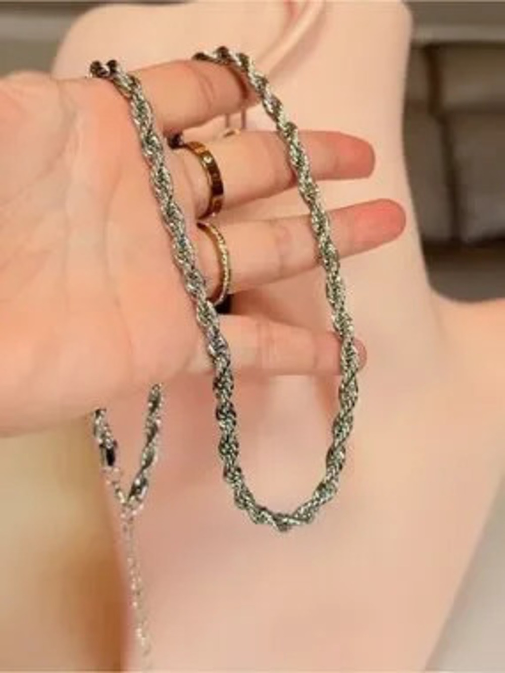 Silver Twisted Rope Necklace - Picture 8 of 9
